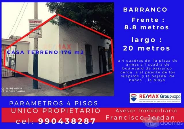 VENTA OCASION  TERREO EN  BARRANCO  176 m2   CEL 990438287 — foto 1