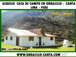 ALQUILO CASA DE CAMPO AMOBLADA EN CANTA - OBRAJILLO, ZONA TURÍSTICA A SOLO 3 HORAS DE LIMA - PERU