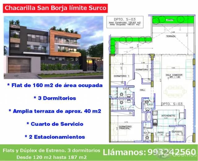Departamento con terraza Estreno Chacarilla San Borja limite con Surco — foto 1