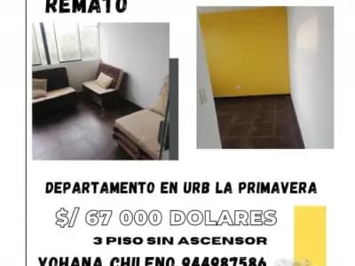 Vendo departamento en el 3 piso sin ascensor en la Urb. La Primavera,bien cerca a Precio Uno ,es Residencial cerrada