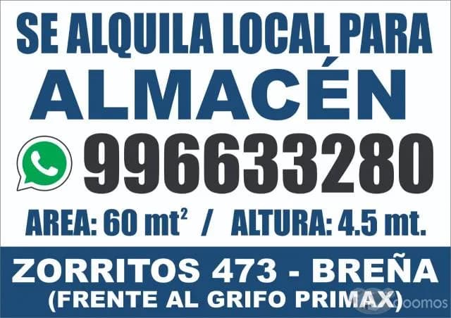 SE ALQUILA LOCAL PARA ALMACEN DE 60 M2 EN BREÑA — foto 1