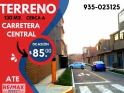 EXCELENTE TERRENO 130 M2 CON PARAMETROS PARA 4 PISOS CERCA A LA CARRETERA CENTRAL EN ATE ¡