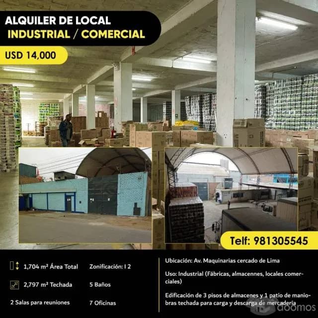 ALQUILO LOCAL COMERCIAL INDUSTRIAL EN AV. MAQUINARIAS — foto 1