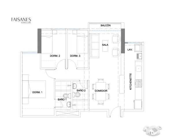 Departamento · 68m² · 3 Dormitorios · 1 Estacionamiento — foto 2