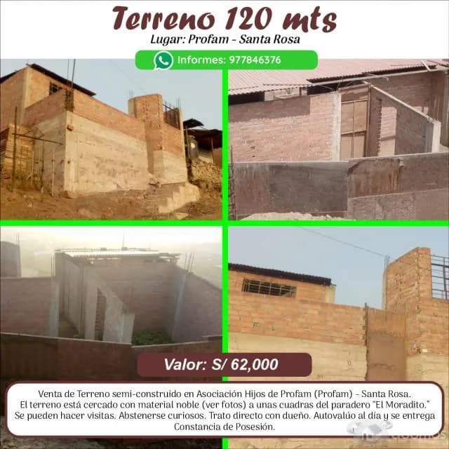 Venta de Terreno Semiconstruido en Profam Santa Rosa — foto 1