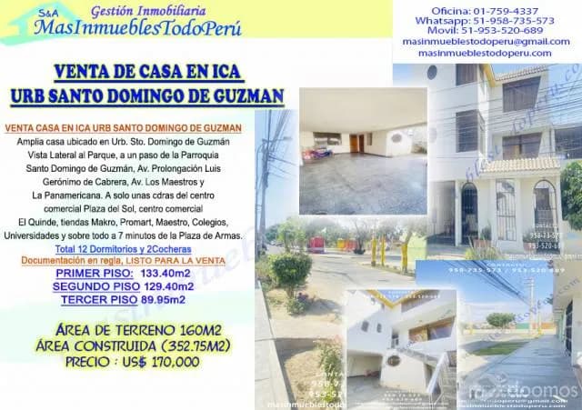 VENTA CASA DE 3PISOS EN ICA, URB SANTO DOMINGO DE GUZMÁN — foto 3