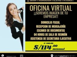 ALQUILER DE OFICINAS VIRTUALES POR S/ 114.00 -PROMOCION DE JULIO MIRAFLORES