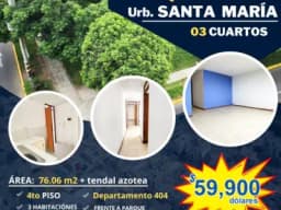 Frente a Parque Cuzco, Venta de Departamento 03 Habitaciones