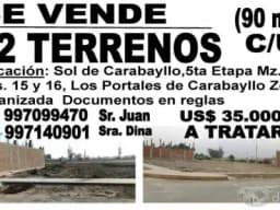 vendo 2 terrenos - zona urbanizada