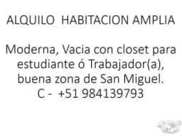 Alquilo Habitación Amplia