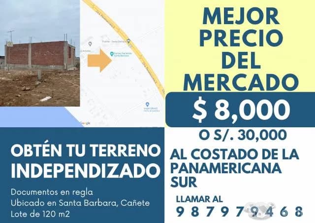 TERRENO EN VENTA - 120 M2 - CAÑETE — foto 2