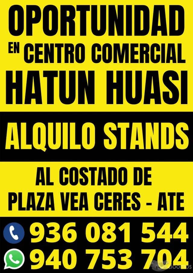 ALQUILER STAND EN C.C. HATUN HUASI ATE — foto 1