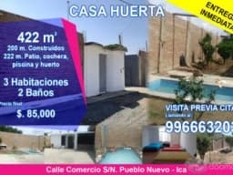 VENTA CASA HUERTA 422 m2 - Ica
