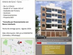 Departamentos en Surco - Pre-venta / Descuentos de 3%, 5%y hasta 10%!!!!