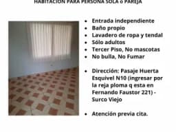Alquilo Habitación c/baño en surco viejo