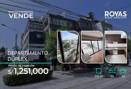Entidad Financiera Vende Amplio y Hermoso Departamento Duplex en San Borja.